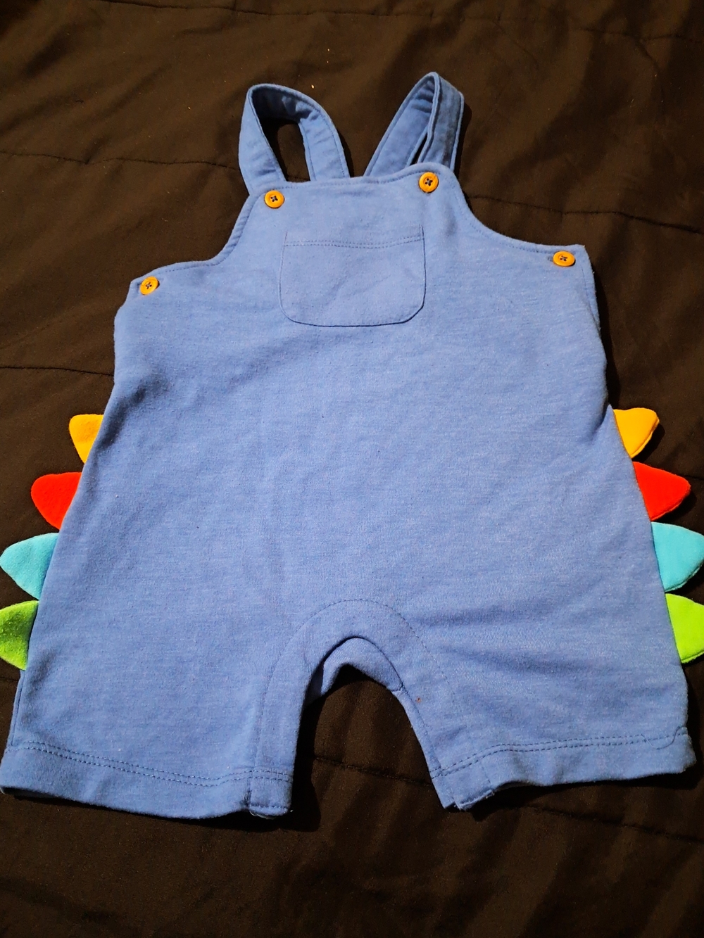 wonder nation Blue Dino Romper with Multicolor Spikes